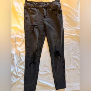 American Eagle Outfitters Black Distressed Skinny Jeans